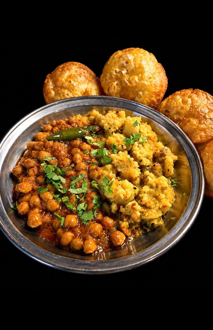 Kachori with Aloo Bhujia and Chanay